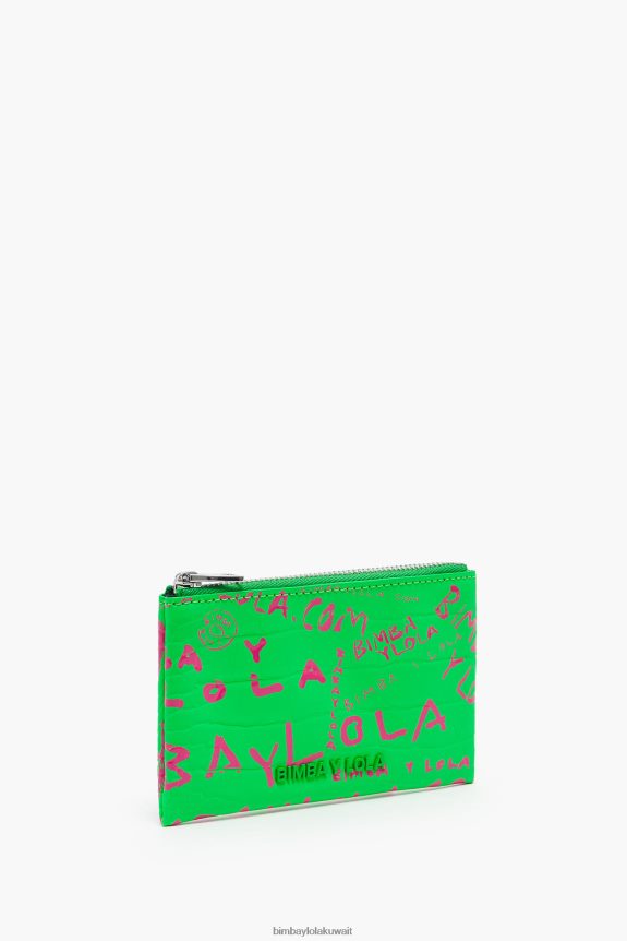كو Bimba Y Lola محفظة نقود معدنية بطبعة التمساح مستطيلة أخضر 24BTV41040 مُكَمِّلات