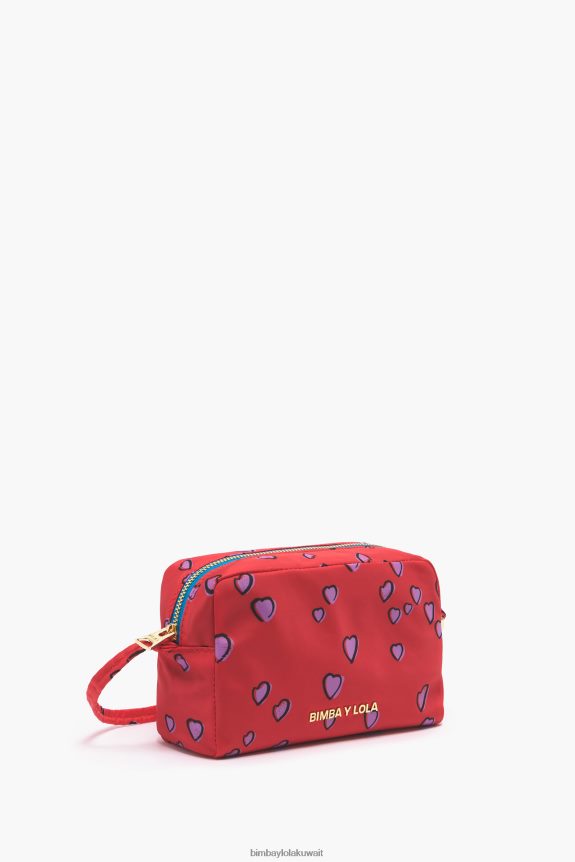 كو Bimba Y Lola علبة مكياج متوسطة مستطيلة الشكل عليها قلوب مطبوعة أحمر 24BTV41088 مُكَمِّلات