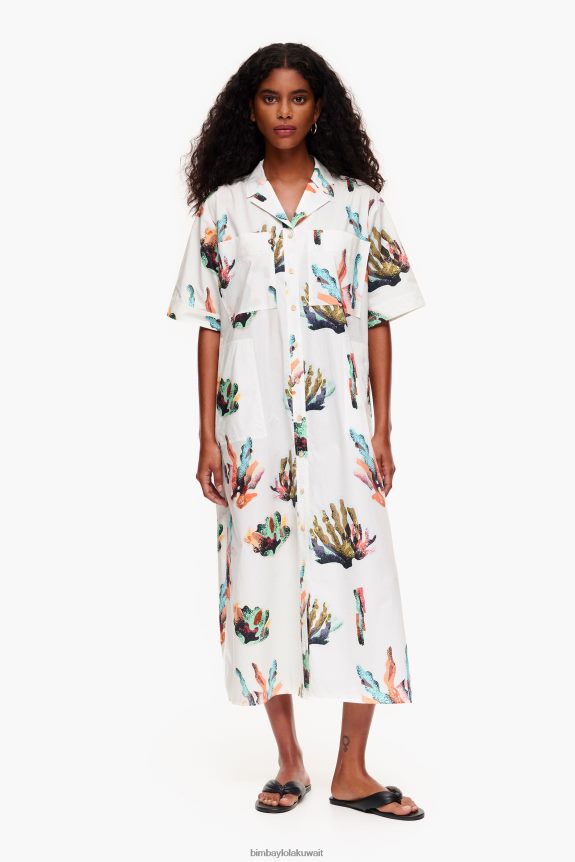 كو Bimba Y Lola فستان طويل بطبعة مرجانية عاج 24BTV4181 ملابس