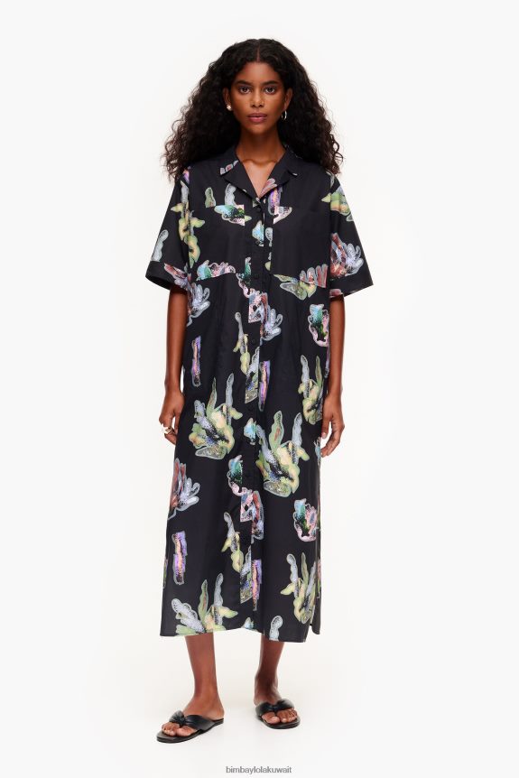 كو Bimba Y Lola فستان قميص بطبعة مرجانية رمادي 24BTV4182 ملابس