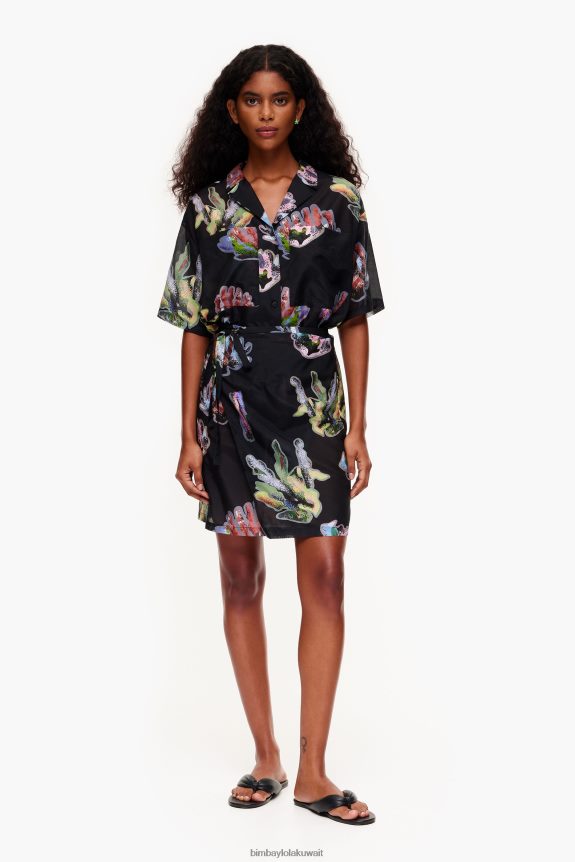 كو Bimba Y Lola فستان بطبعة مرجانية رمادي 24BTV4185 ملابس