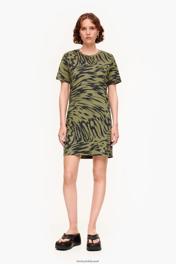 كو Bimba Y Lola فستان قصير بجناحين بدرجتين لونيتين الكاكي 24BTV4220 ملابس