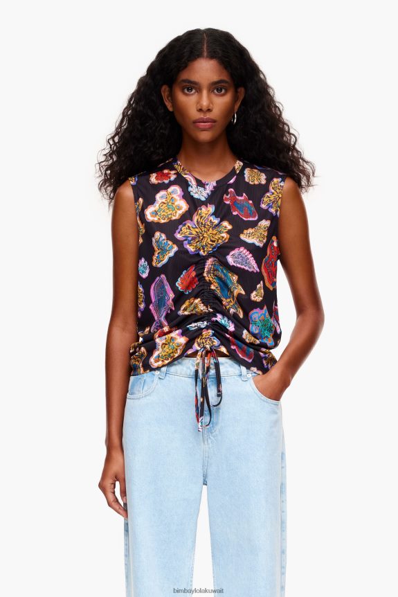 كو Bimba Y Lola تي شيرت البحر الأسماك أسود 24BTV4262 ملابس