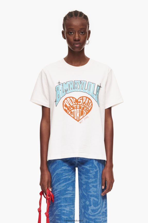 كو Bimba Y Lola تي شيرت بشعار الجامعة أبيض 24BTV4277 ملابس