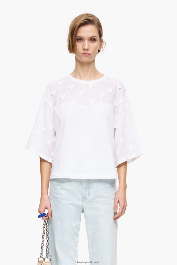 كو Bimba Y Lola تي شيرت قطني قلوب أبيض 24BTV4283 ملابس