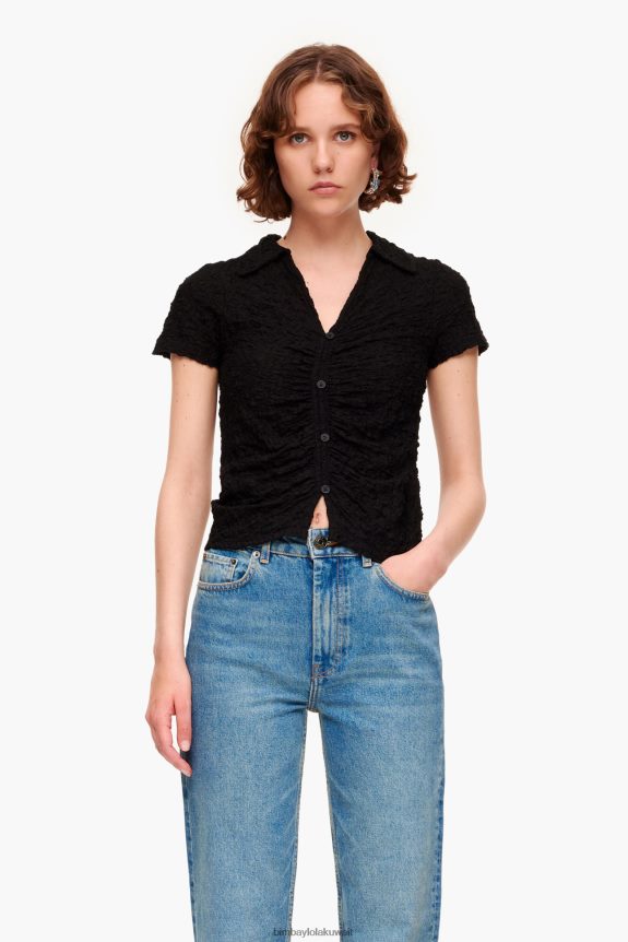 كو Bimba Y Lola تي شيرت مزخرف بأزرار أسود 24BTV4288 ملابس