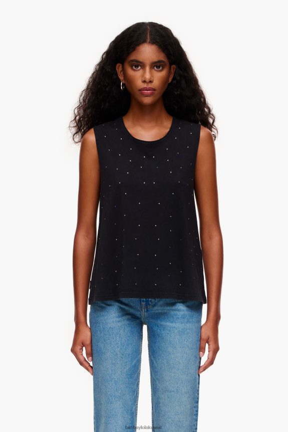 كو Bimba Y Lola احجار متعددة الالوان تي شيرت أسود 24BTV4297 ملابس