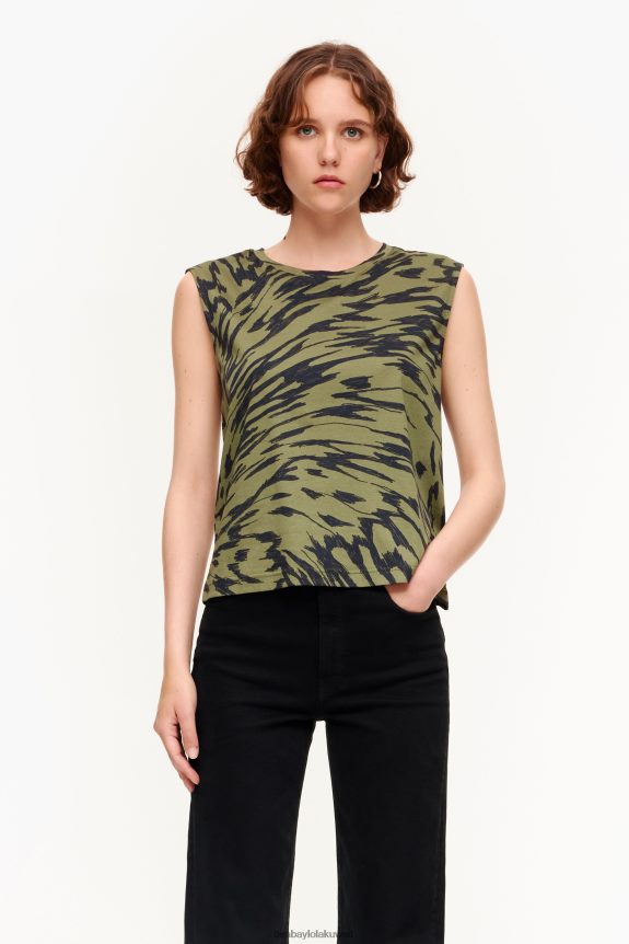 كو Bimba Y Lola تي شيرت قطني بطبعة أجنحة الفراشة الكاكي 24BTV4298 ملابس