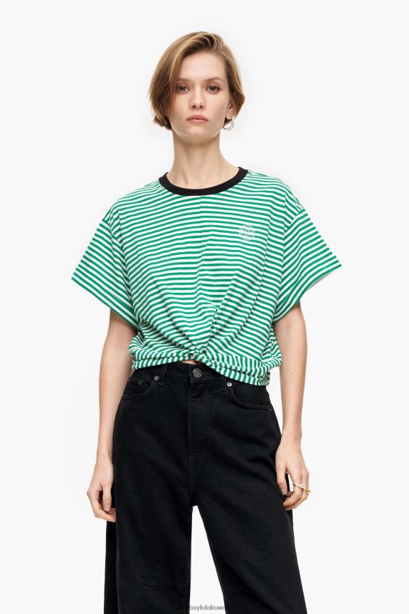 كو Bimba Y Lola عقدة تي شيرت بوكسي أخضر وأبيض 24BTV4321 ملابس