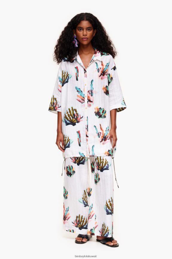 كو Bimba Y Lola قميص طباعة المرجان عاج 24BTV4326 ملابس