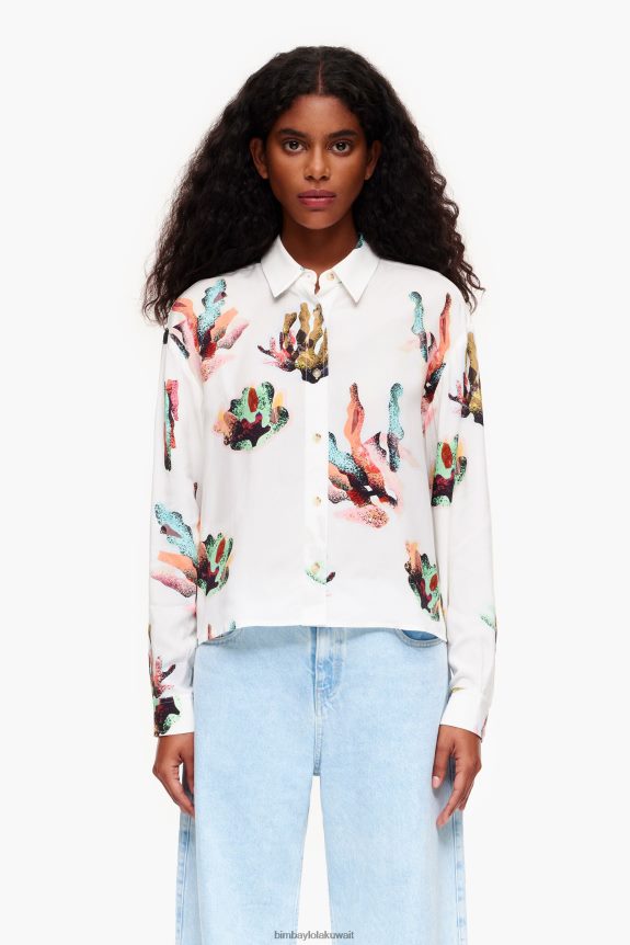 كو Bimba Y Lola قميص طباعة المرجان عاج 24BTV4330 ملابس