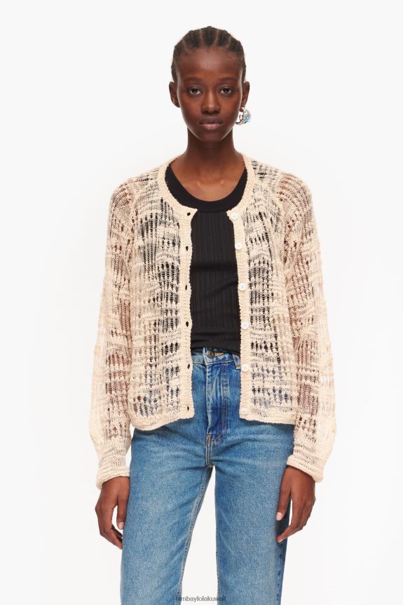 كو Bimba Y Lola كارديجان كتان مفتوح بيج فاتح 24BTV4361 ملابس