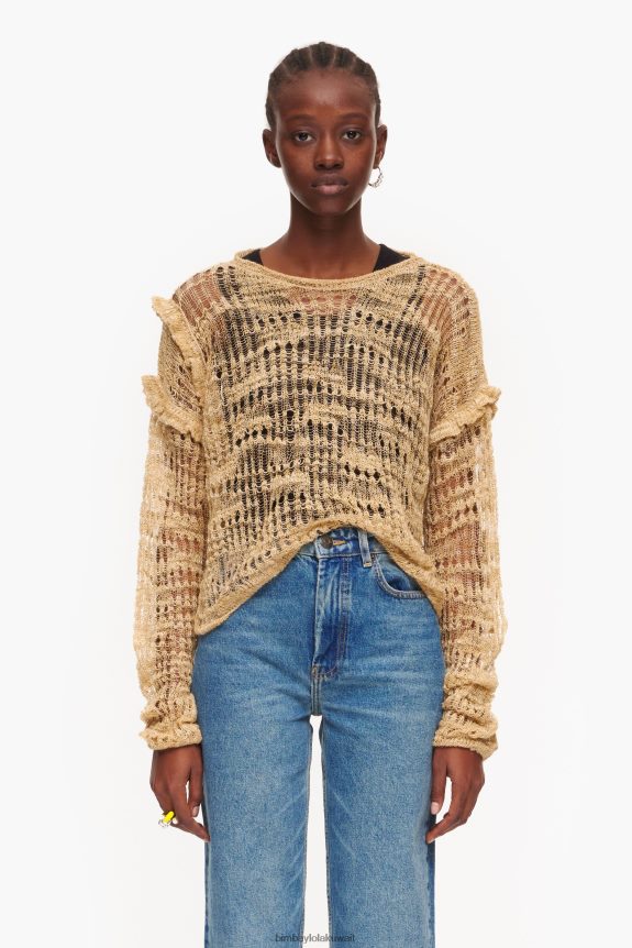 كو Bimba Y Lola سترة كتان مفتوحة متماسكة جمل 24BTV4362 ملابس