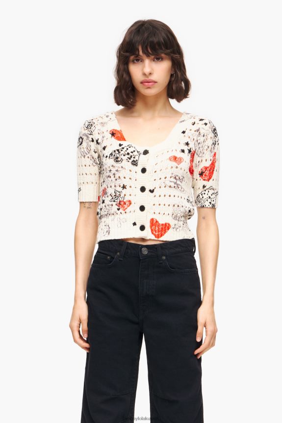 كو Bimba Y Lola كارديجان مفتوح منسوج بطبعة قلب كنية 24BTV4371 ملابس