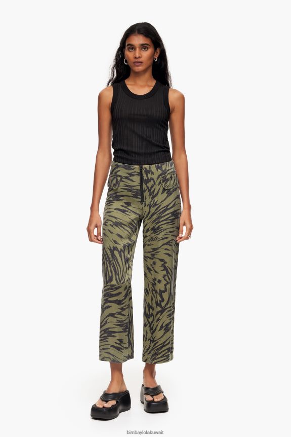 كو Bimba Y Lola بنطلون كاكي بجناحين بلونين تدفق 24BTV4402 ملابس