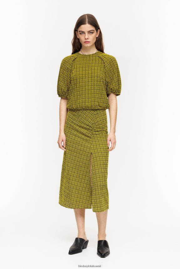 كو Bimba Y Lola الساحات تنورة ميدي أصفر 24BTV4466 ملابس