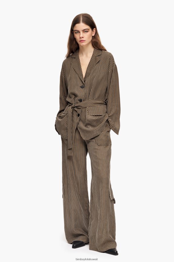 كو Bimba Y Lola سترة كبيرة الحجم القماش القطني بني 24BTV4470 ملابس