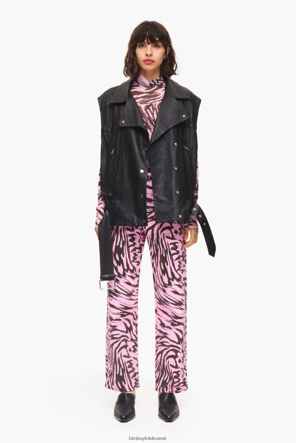 كو Bimba Y Lola سترة جلدية لراكبي الدراجات أسود 24BTV4477 ملابس