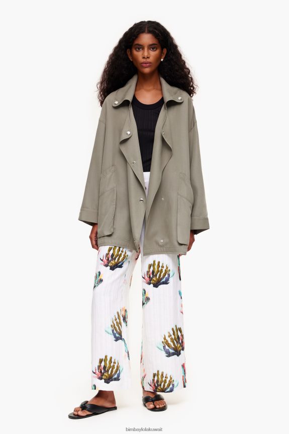 كو Bimba Y Lola خندق السوائل الكاكي 24BTV4479 ملابس