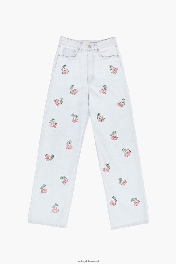 كو Bimba Y Lola بنطلون جينز واسع الساق مع الكرز أزرق 24BTV4508 ملابس