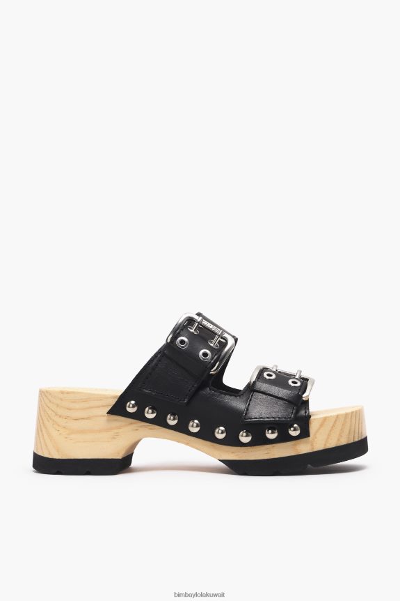 كو Bimba Y Lola صندل بكعب جلدي أسود 24BTV4564 القدم