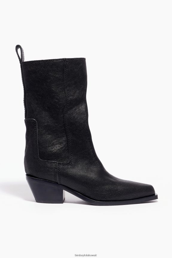 كو Bimba Y Lola التمهيد جلد رعاة البقر أسود 24BTV4601 القدم