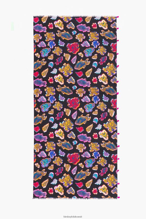 كو Bimba Y Lola قصيرة القطن السمكة البحر عباءة البحر أسود 24BTV4612 مُكَمِّلات