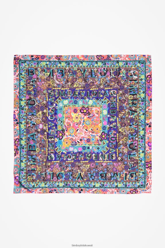 كو Bimba Y Lola وشاح الأزهار والشعارات رمادي داكن 24BTV4636 مُكَمِّلات