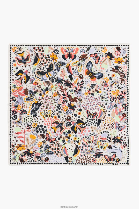 كو Bimba Y Lola وشاح زهور الطيور الفراشات أبيض 24BTV4637 مُكَمِّلات