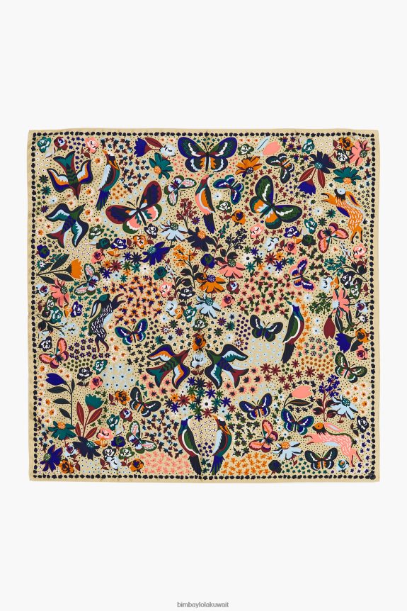 كو Bimba Y Lola وشاح زهور الطيور الفراشات شامبانيا 24BTV4638 مُكَمِّلات