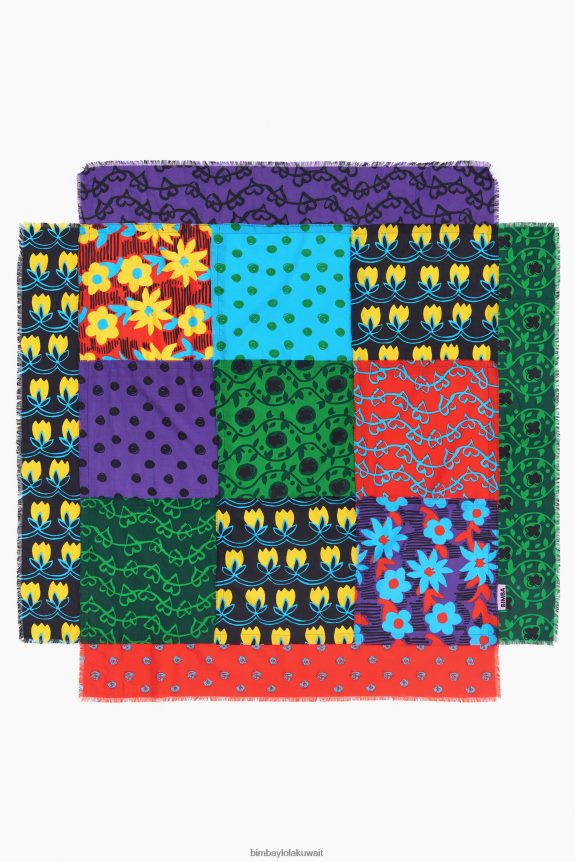 كو Bimba Y Lola شال مرقع أسود 24BTV4651 مُكَمِّلات