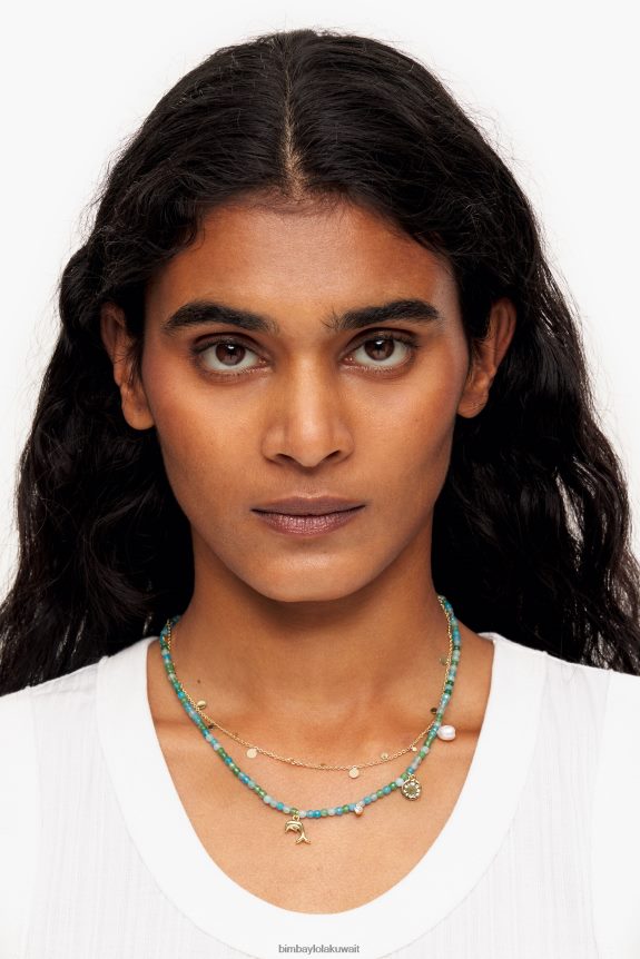 كو Bimba Y Lola قلادة دولفين قصيرة بأحجار الفيروز ذهبي 24BTV4731 مُكَمِّلات