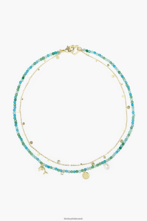 كو Bimba Y Lola قلادة دولفين الحجارة القصيرة الفيروز 24BTV4732 مُكَمِّلات