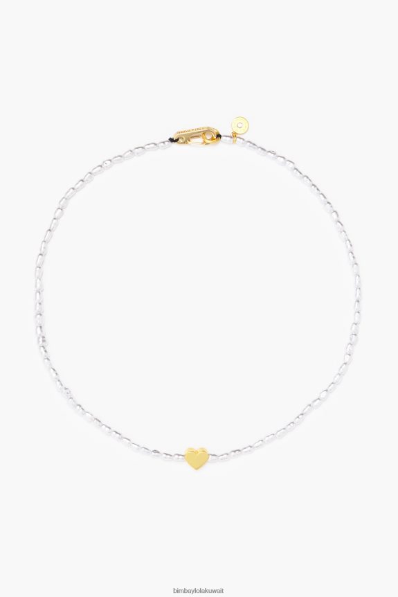 كو Bimba Y Lola عقد قلب قصير مرصع باللؤلؤ ذهبي 24BTV4788 مُكَمِّلات