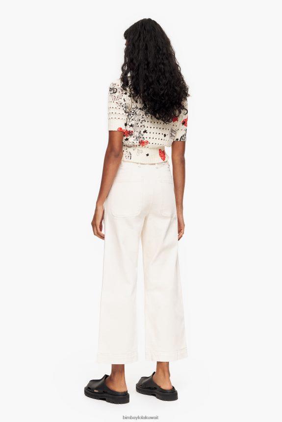 ⁦كو Bimba Y Lola culotte - جينز عالي الارتفاع كريم 24BTV4443 ملابس⁩ - الصورة ⁦3⁩