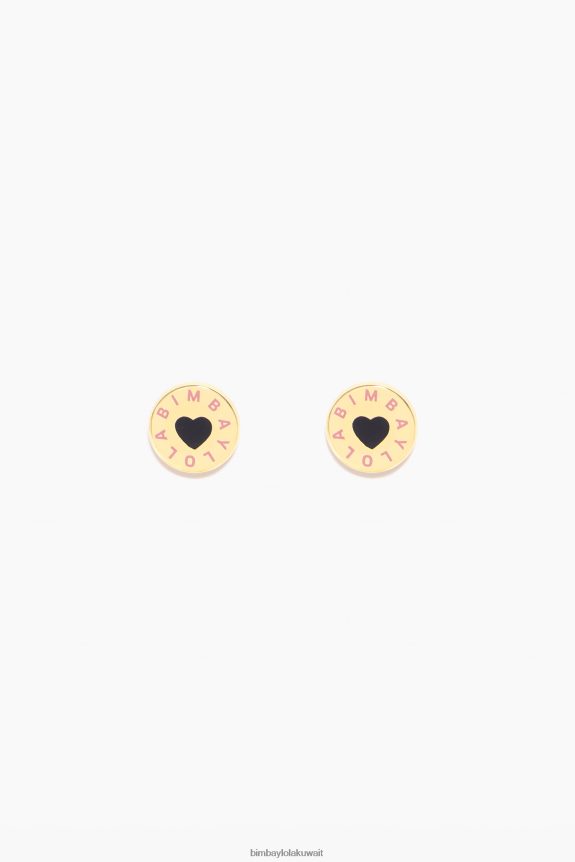 ⁦كو Bimba Y Lola أقراط زر شعار زر أسود 24BTV4806 مُكَمِّلات⁩ - الصورة ⁦1⁩
