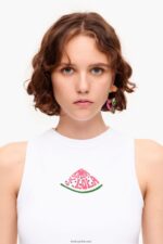 ⁦كو Bimba Y Lola توب بطيخ بشعار الماركة أبيض 24BTV4273 ملابس⁩ - الصورة ⁦3⁩