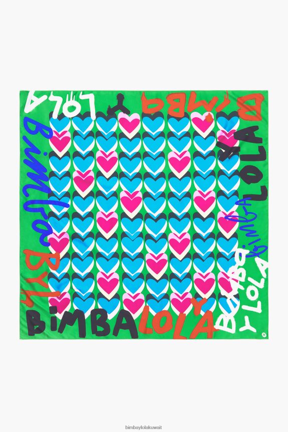 d983d988_bimba_y_lola_d988d8b4d8a7d8ad_d8a8d8b4d8b9d8a7d8b1_d8a7d984d982d984d988d8a8_d8a3d8aed8b6d8b1_24btv4616_d985d98fd983d98ed.jpg كو Bimba Y Lola وشاح بشعار القلوب أخضر 24BTV4616 مُكَمِّلات - الصورة 1