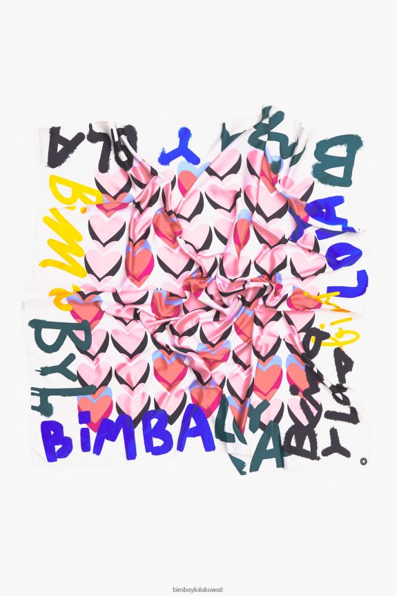 ⁦كو Bimba Y Lola وشاح بشعار القلوب أوف وايت 24BTV4614 مُكَمِّلات⁩ - الصورة ⁦3⁩