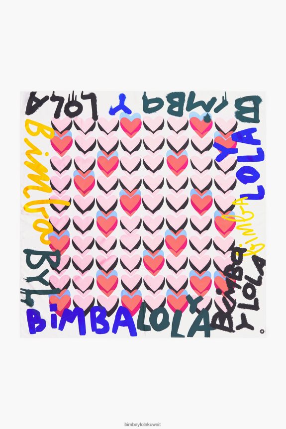 ⁦كو Bimba Y Lola وشاح بشعار القلوب أوف وايت 24BTV4614 مُكَمِّلات⁩ - الصورة ⁦1⁩